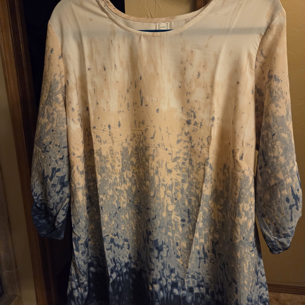 Lily Rose Blue and Cream Long Sleeve Top